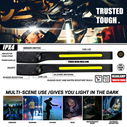 1~20Pack Headlamp USB Rechargeable LED Sensor Flashlight XPE+COB Torch Camping Waterproof Headlight for Fishing Lantern