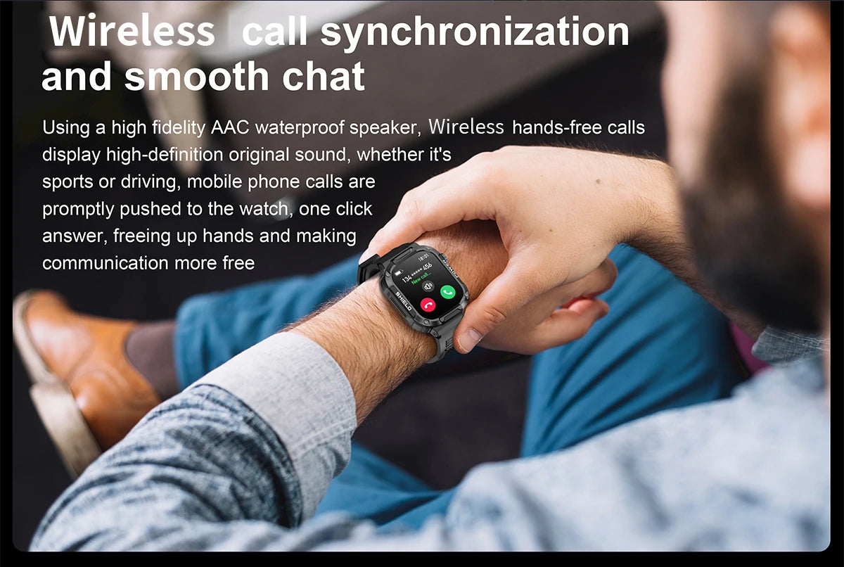 2026 Męski Zewnętrzny Smartwatch Monitor Zdrowia Wojskowy Bezprzewodowe Połączenia Fitness Wodoodporny Sportowy Smartwatch Na Telefony IOS Android