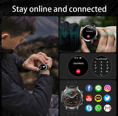 2026 Nowy Wojskowy CZOŁG Smartwatch Połączenia Bluetooth Wodoodporność 10ATM Bateria 1400mAh Monitorowanie Tętna Zegarek Sportowy Outdoor Męski