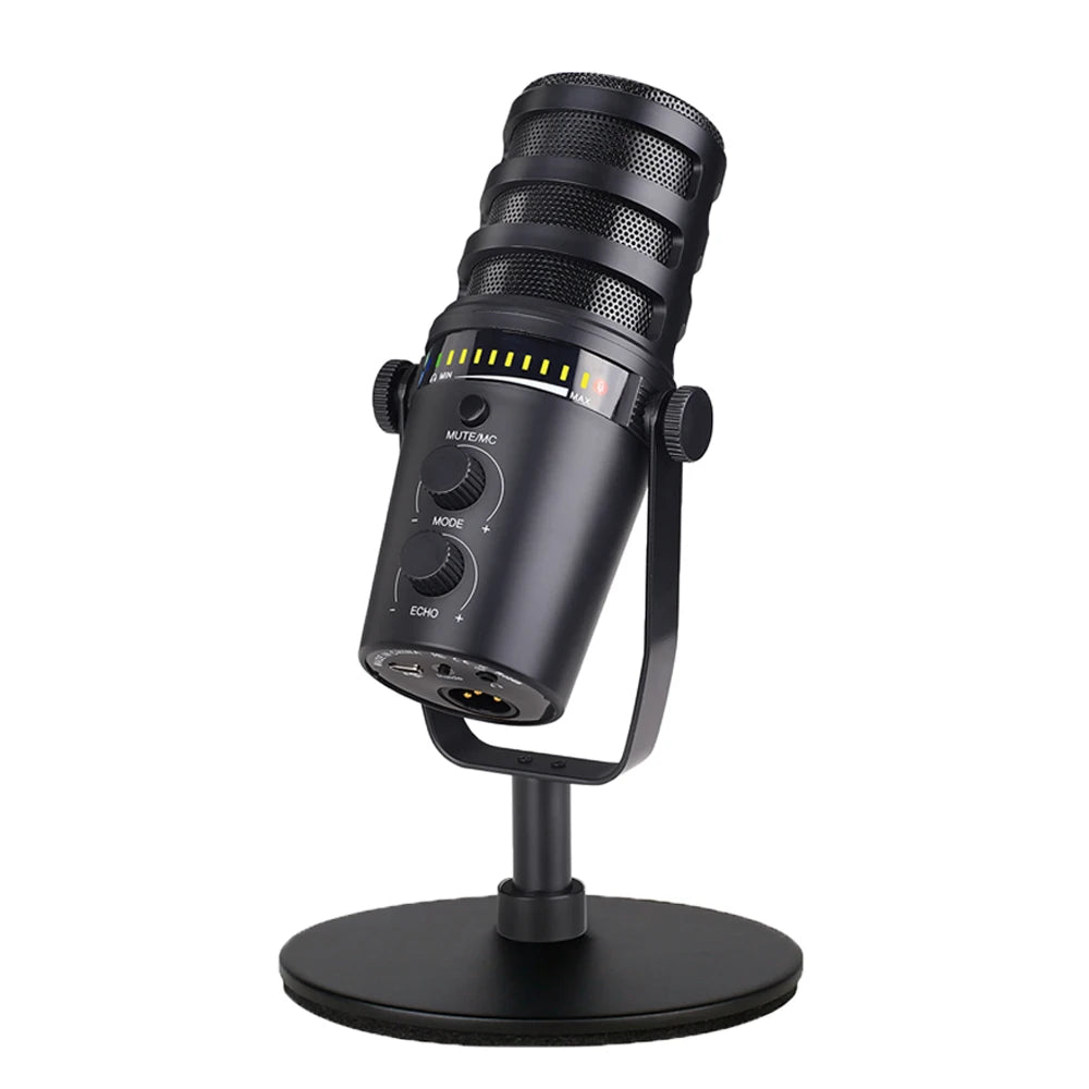 Haomuren XLR USB Dynamic Microphone for Podcasting Recording,PC Computer Streaming Gaming Mic With Mute Button Headphone Jack