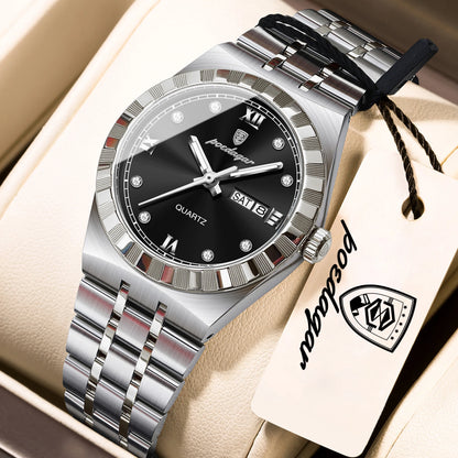 POEDAGAR Elegant Casual Ladies Watch Luminous Waterproof Week Date Fashion Woman Wristwatch Stainless Steel Women Quartz Watches