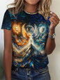 2025 New 3D Cat Print Ladies Urban Street Fashion T-shirt Animal Lover T-shirt Summer Everyday Casual Ladies Short Sleeve Top