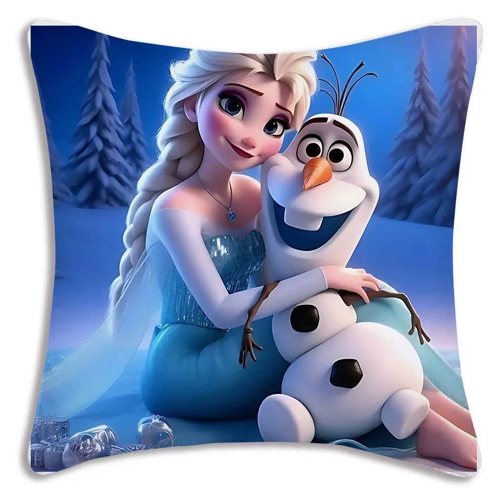 Cute Cartoon Frozens Elsas Pillow Covers Cartoon Sofa Decorative Home Double-sided Printing Short Plush Cute Cushion Cover