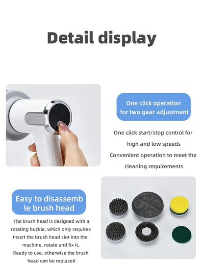 4-in-1 Electric Cleaning Brush IPX7 Waterproof Multi-Functional Wireless Handle Rechargeable Portable Brush For Bathroom Kitchen