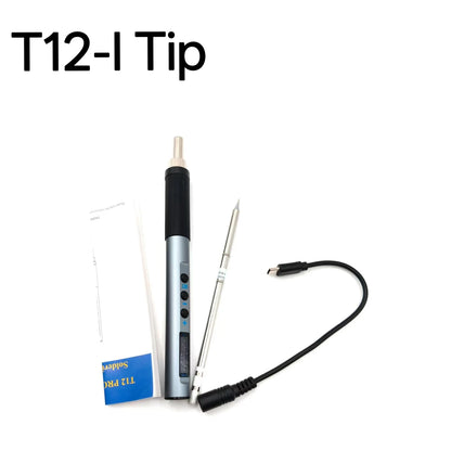 PTS100 T12 Soldering Iron Type-C Powered, PD Fast Charge, 65W High Power, Full Metal CNC Body, Adjustable Temperature