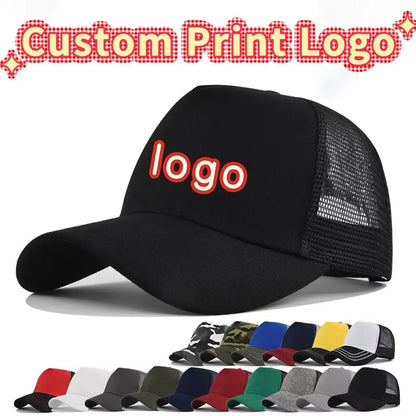 Customized Printed Logo Five Piece Baseball Caps Solid Color Mesh Breathable Sun Shading And Sun Protection Duck Tongue Hats