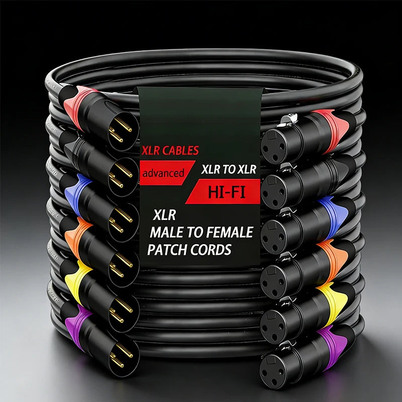 XLR Microphone Cable 3-Pin Male to Female 50cm 1m 2m 3m 5m 10m Balanced Audio Cable for Mic Speaker Amplifier PA System