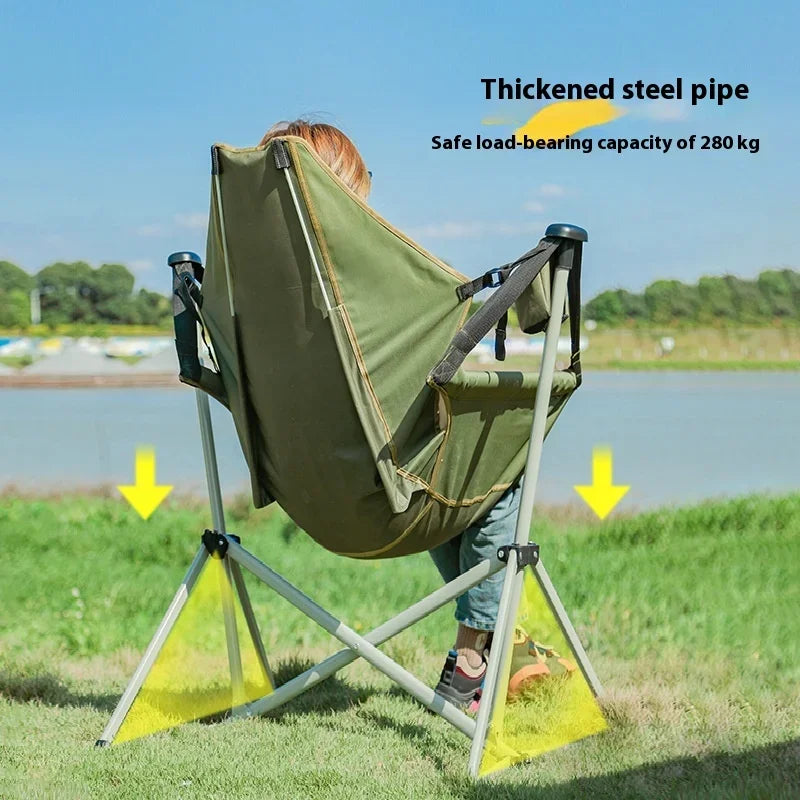 Outdoor rocking chair foldable chair fishing chair portable camping hanger, casual nap chair folding chair moon chair recliner