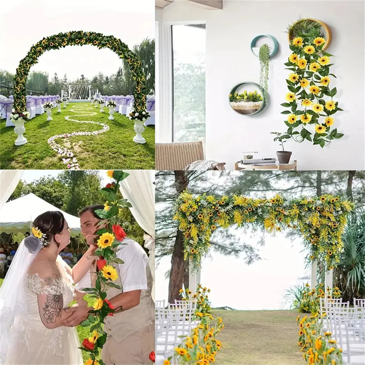 2/5/10M Solar Sunflower String Light Outdoor Waterproof Artificial Flower Vine Atmosphere Lamp For Home Party Holiday Decoration