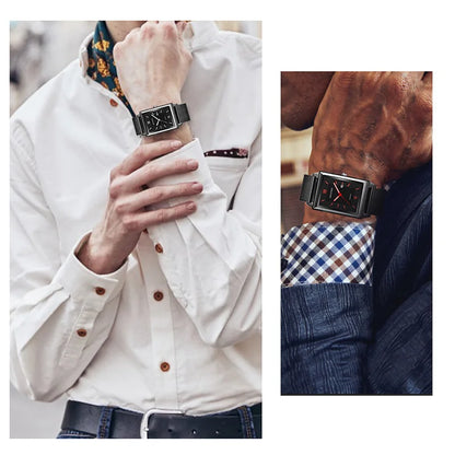 Men's Calendar Date Sport & Leisure Leather Clock 2023 Luxury Business Golden Stainless Steel Mesh Band Quartz Man Watches