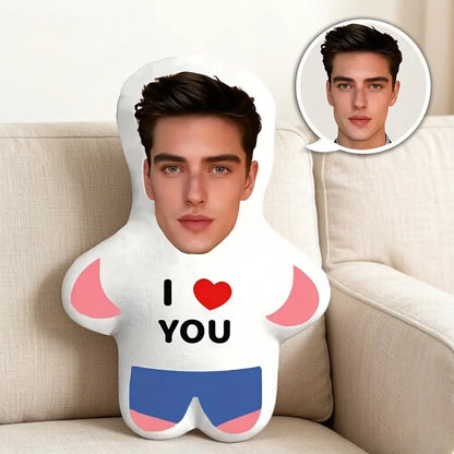 New Customized _I Love You_ mini plush doll personalized photo pillow, perfect couple gift, soft polyester
