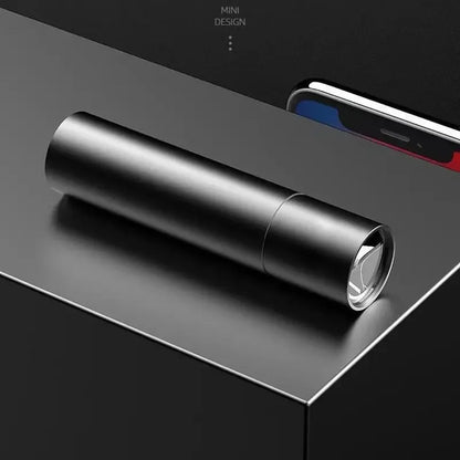 Mini Flashlight USB Rechargeable Aluminum Alloy Flashlight Super Bright LED Bead Adjustable Focus Long-range Portable Flashlight