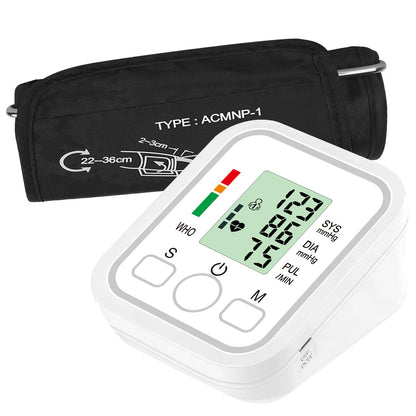 Electric Tonometer Arm Blood Pressure Monitor Digital Heart Beat Rate Pulse Meter Backlight Automatic Home Blood Pressure Meter