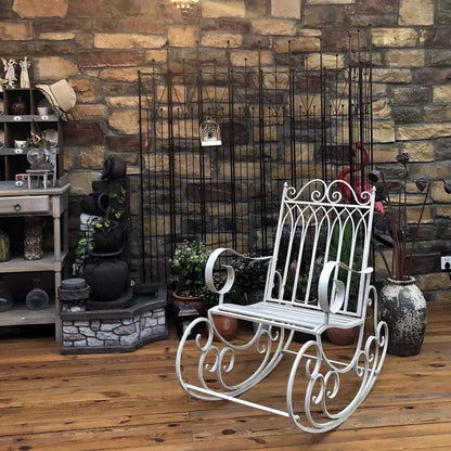 European style metal garden rocking chair, suitable for outdoor patio, yard and garden, comfortable armchair
