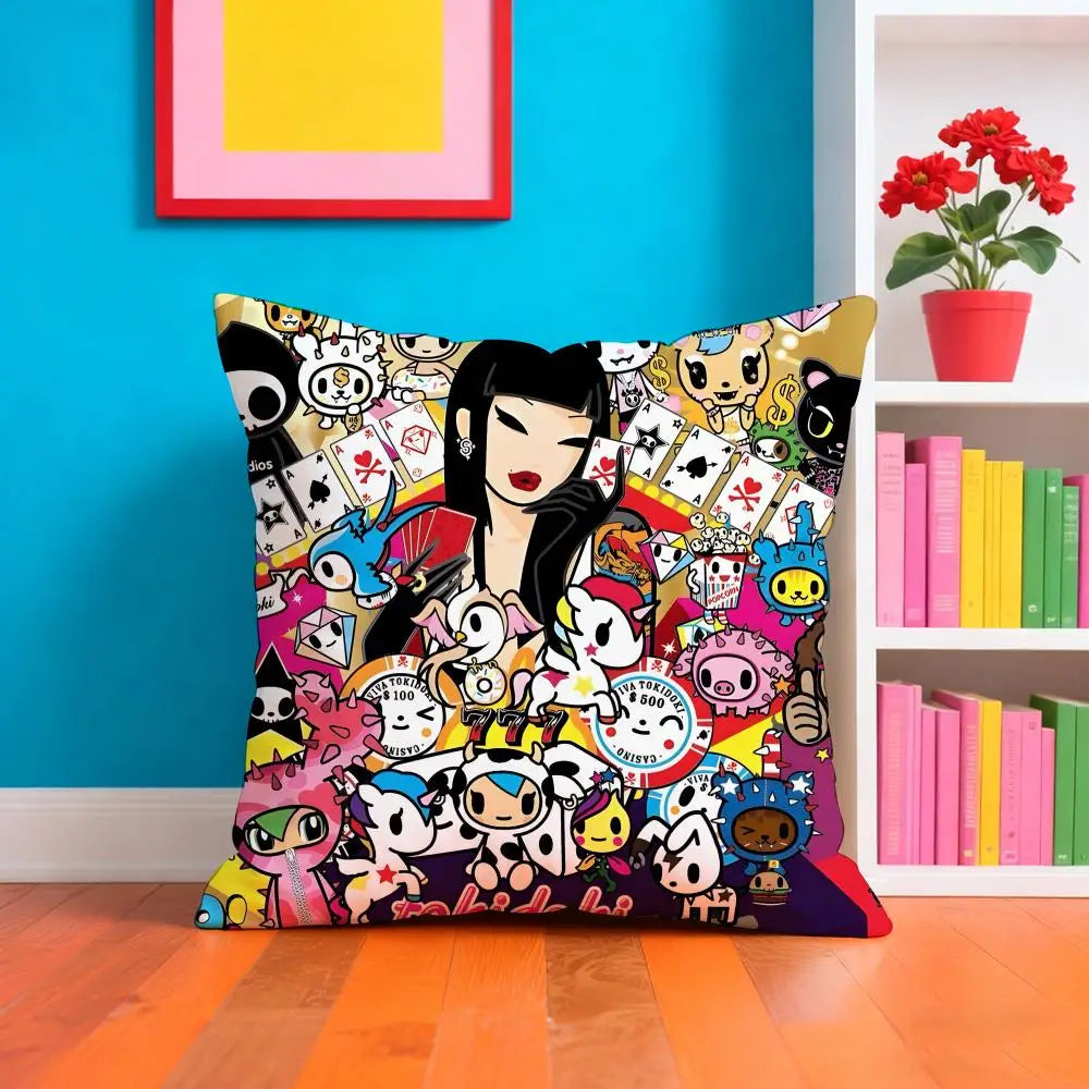 T-tokidoki Anime Pillow Case Pillow Case Plush Fabric Soft Double Sided Print Home Sofa High Quality Cushion