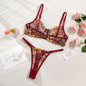 2-Piece Floral Lingerie Set Sheer Embroidery Underwear Intimates Underwire Push-up Versatile Bra Panty Set For Lady Girl