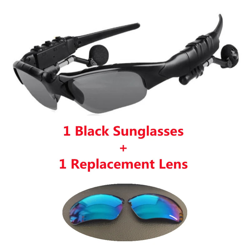 Stereo Earphones Wireless Headset with Mic Polarized Glasses Sunglasses for Driving Cycling Sports Noise Reduction Headphones