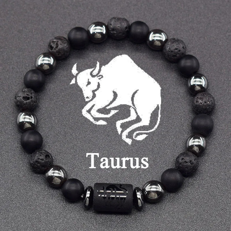 12 Zodiac Constellation Signs Bracelets for Men Women Real Natural Tiger Eye Stone Bead Bracelet Leo Taurus Charm Couple Jewelry