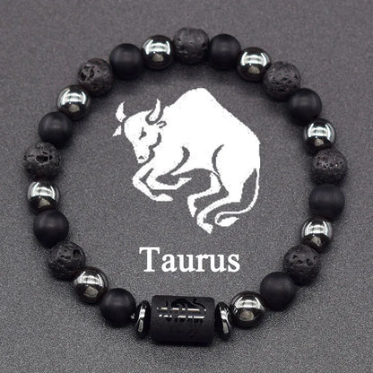 12 Zodiac Constellation Signs Bracelets for Men Women Real Natural Tiger Eye Stone Bead Bracelet Leo Taurus Charm Couple Jewelry
