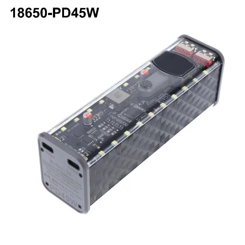 PD45W Super Fast Charging DIY Power Bank Case Weld-Free 8-Cell 18650 Battery Storage Box Daul USB Type C Output