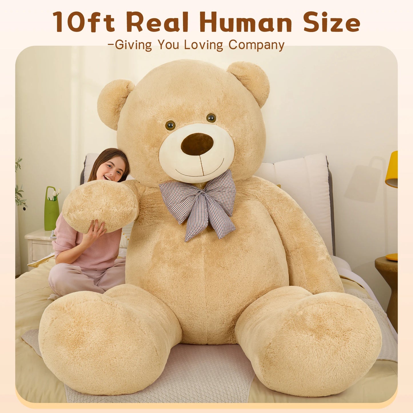 Giant Teddy Bear 10ft Stuffed Animal, Huge Jumbo Size 10 Feet Teddy Bear Plush, Charming and Fluffy Teddy Bear for Decorations