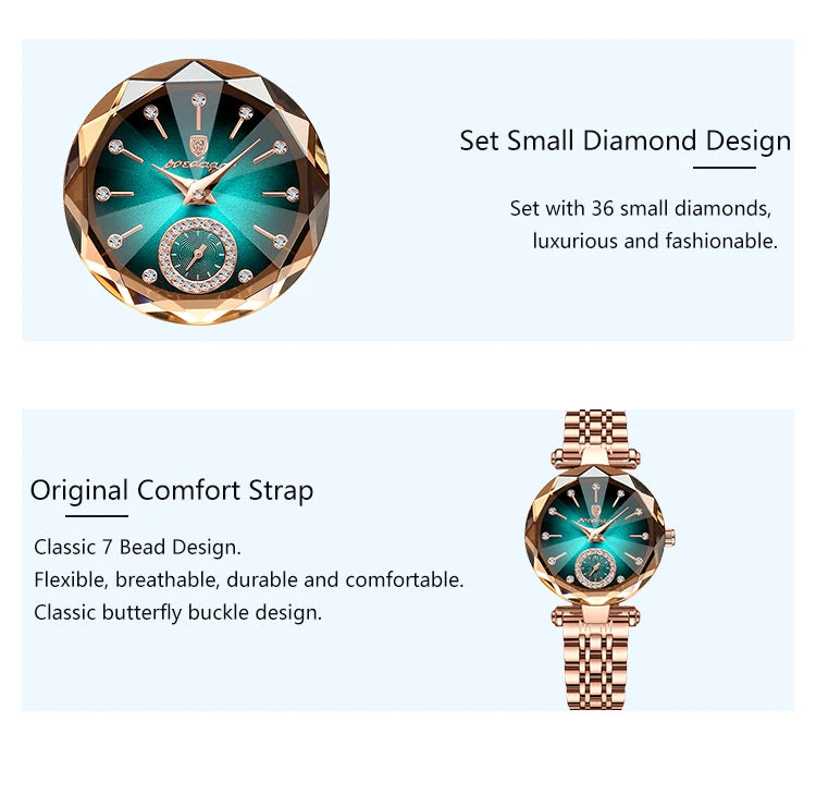 POEDAGAR Elegant Ladies Wristwatch Waterproof Stainless Steel Luxury Watch for Woman High Quality Fashion Women's Quartz Watches
