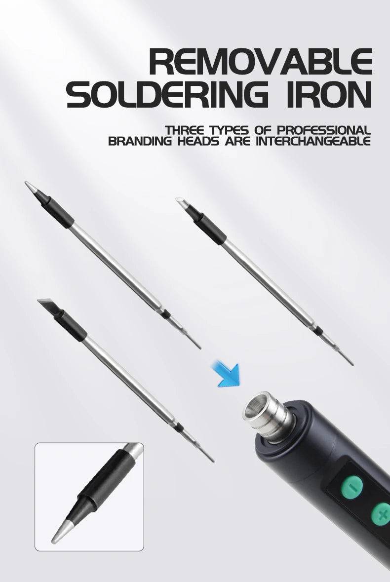 New Cordless USB Soldering Iron 1100mAh Rechargeable Digital Display Adjustable Temperature Portable Welding Iron Kit with 3 Tip