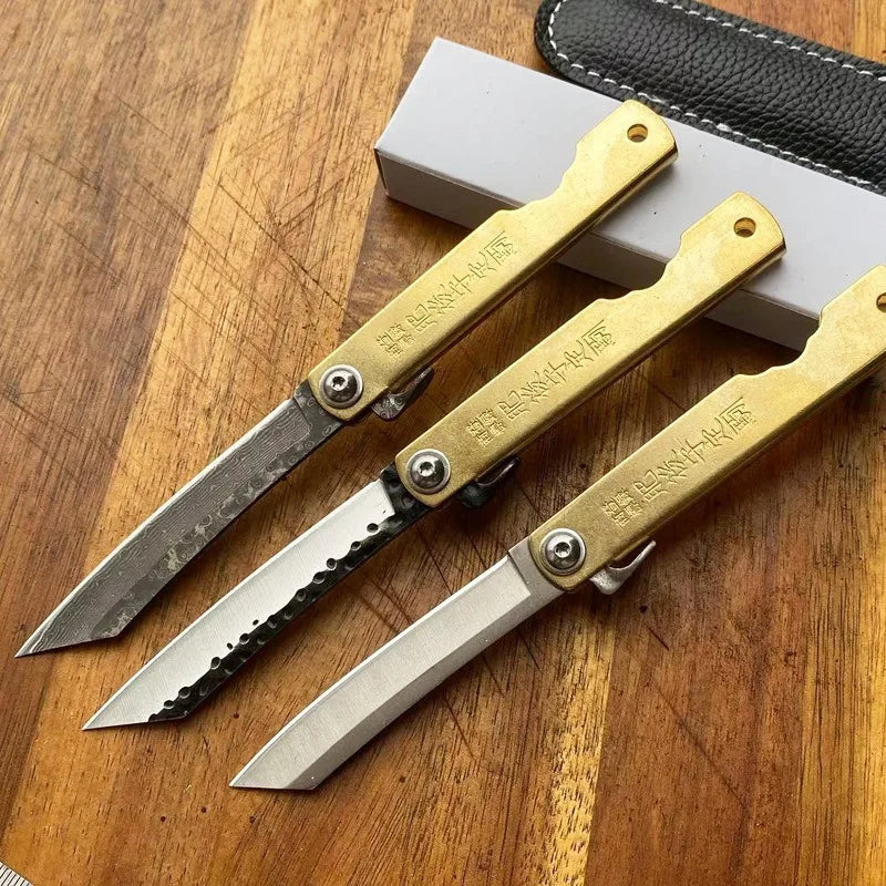 Higonokami Knife Japanese Damascus Steel Friction Folder Lock Free Pocket Knife High Hardness EDC Outdoor Tool Fruit Knife