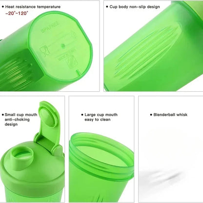 1-7PCS Shaker Bottles Sport Water Cups Whey Protein Powder Mixer Bottle Fitness Gym Shaker Outdoor Portable Plastic Drink Cup
