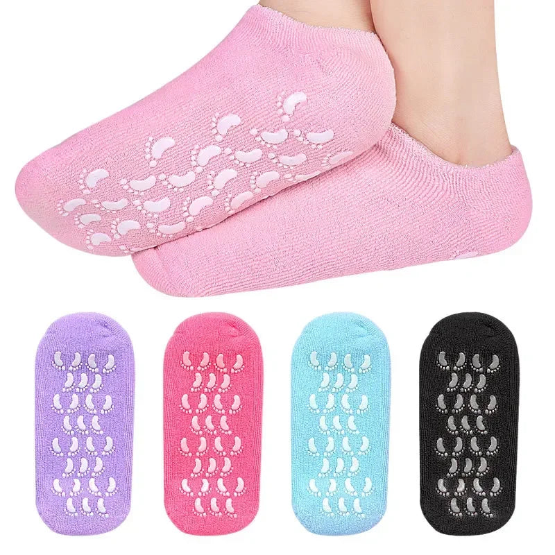 1 pair Reusable SPA Gel Socks Moisturizing Whitening Exfoliating Velvet Smooth Beauty Foot Care Silicone Socks Feet Care