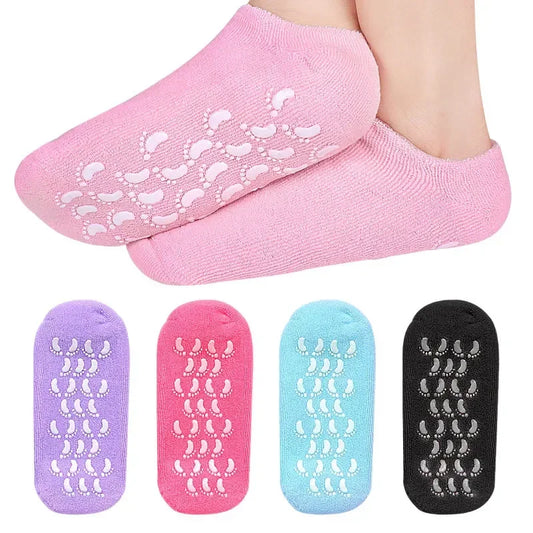 1 pair Reusable SPA Gel Socks Moisturizing Whitening Exfoliating Velvet Smooth Beauty Foot Care Silicone Socks Feet Care