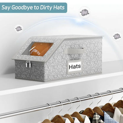 Multifunctional Large Capacity Foldable Baseball Cap Storage Box With Lid Dustproof Hat Organizer Container For Home Closet