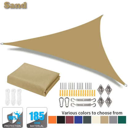 Triangle Sun Shade Sail Canopy UV Block Sun Shelter with Fixing Kits for Outdoor Patio Pool Beach Backyard Garden Sunscreen Tent