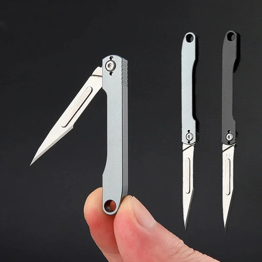 Mini Sharp Folding Art Knife with Replaceable Blade, Portable Unboxing Knife, Paper Cutting Knife, Outdoor Portable Keychain