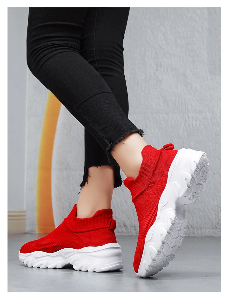 Men'S And Women'S Sneakers Mesh Breathable Lightweight High-Top Running Tennis Shoes Comfortable Outdoor Pair Naked Boots