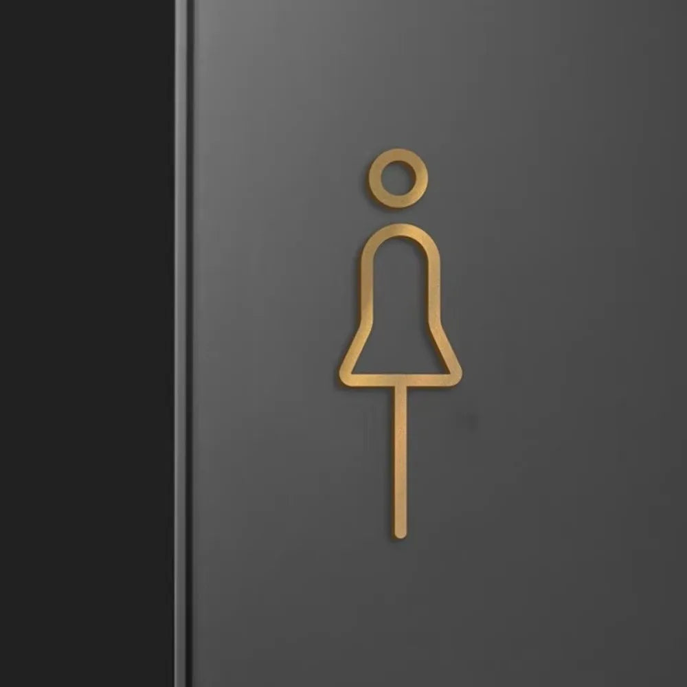 Fashion Black Gold Color Toilet Sign Plate Brass Wash Room Door Wall Label Sticker Wc Holder Signage Board