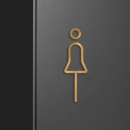 Fashion Black Gold Color Toilet Sign Plate Brass Wash Room Door Wall Label Sticker Wc Holder Signage Board