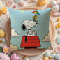 Cute Snoopy Pillow Case Natural Linen Organic Fabric Double-Sided Printing Sofa Home Decor Gift Cushion Cover