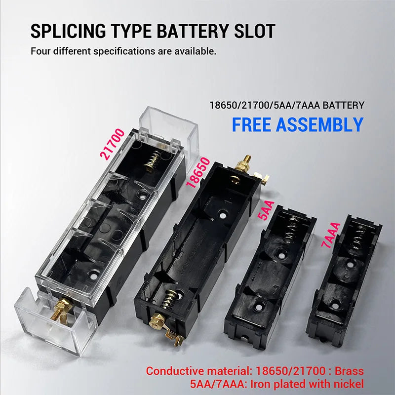 Removable Splicable 18650 Battery Box 5-10A High Current PC ABS Rechargeable Battery Storage Bracket DIY Power Bank