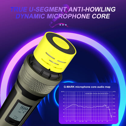 Wireless Microphone G-MARK SKM9000 Professional 2 Channels UHF Frequency Adjustable Metal Handheld Mic For Party Show Teaching