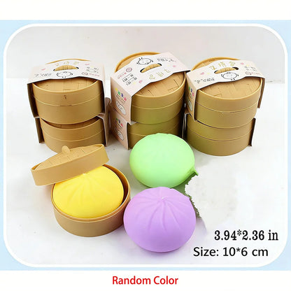 Colorful Steamer Dumpling Squishies Stress Ball Slow Rising Squeeze Fidget Toy Anti-Stress Sensory Relief for Adults Funny Gifts