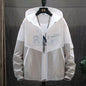 2025 Summer Skin Coats Men Ultra Light UV Sun Protection Big Size Hooded Windbreaker Jacket Men Striped Casual Outwear