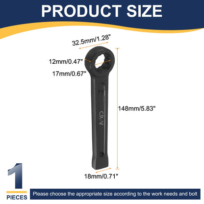 Uxcell Box End Striking Ring Wrench 17mm-48mm Metric CR-V Steel 12-Point Flat Strike Wrench Baking Paint Single Head Spanner
