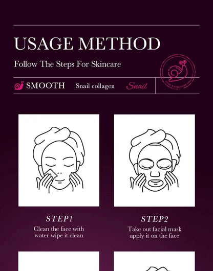 5-Piece Set of Sadoer Snail Collagen Mask, Firming and Moisturizing, Whitening and Hydrating, Facial Skin Care and Beauty Products