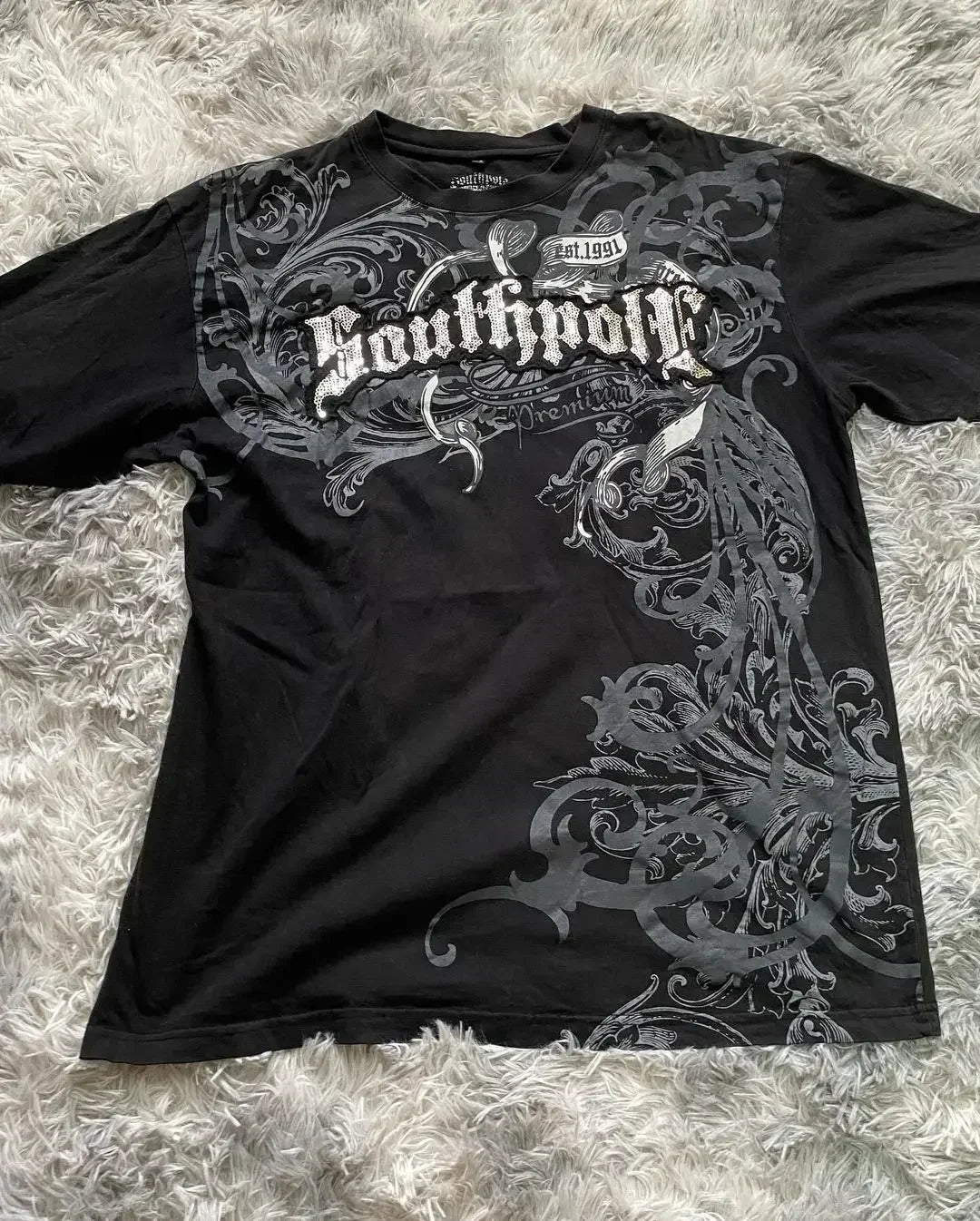 imited Stock Men's Harvester Skull T-Shirt Gothic Wings Cross Print  Vintage Streetwear Soft Breathable FabricL