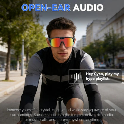 2026New AI Smart Glasses ChatGPT 1200P Camera 30MP Anti-shake Cycling Video&Photo Sport Sunglasses DualMic 4GB Windproof Goggles
