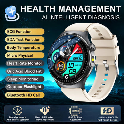 2026New Nursing Grade Health Smartwatches For Men Women Precision Detection Heart Rate Blood Fats Uric Acid ECG+PPG Smart Watch