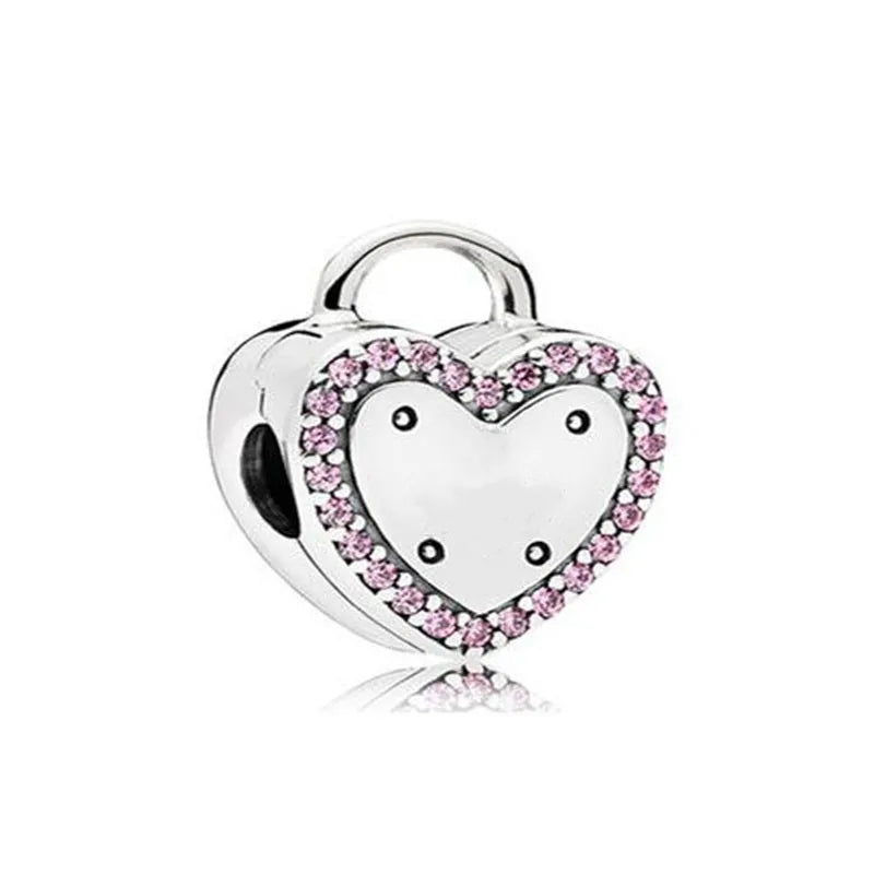 2025 Hot selling 925 Silver Pink Bird Moon Pendant Suitable for European Bracelets DIY Accessories Women's Charm Jewelry Gifts