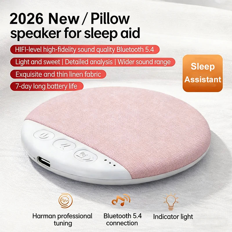 New Upgraded Wireless Under Pillow Speaker Decor Bluetooth Sleep Sound Machine with White Noise 30/60/90 Min Timer for Adult Kid