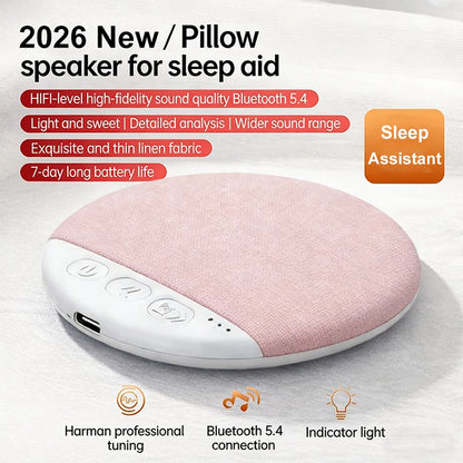 New Upgraded Wireless Under Pillow Speaker Decor Bluetooth Sleep Sound Machine with White Noise 30/60/90 Min Timer for Adult Kid